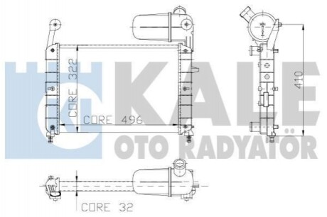 KALE FIAT Радіатор охолодження двиг. Tempra, Tipo 1.4/1.6 88- Kale Oto radyator 101500