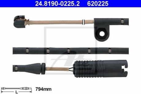 Датчик зносу гальмівних колодок (передніх) BMW X5 (E53) 00-06 (L=794mm) ATE 24.8190-0225.2 (фото 1)