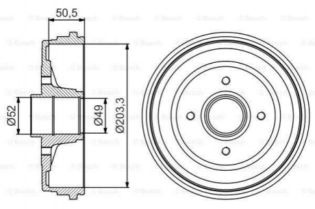 Барабан гальмівний (задній) Renault Clio III 05-14/Modus 04- (203.3x76) 0 986 477 205 BOSCH 0986477205