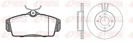 NISSAN К-кт гальмівні колодки + диски перед. Almera 1,5-2,2 00-01, Primera 2,0 96-99 REMSA 8704.01
