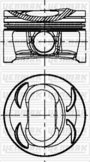 Поршень с кольцами і пальцем (размер отв. 76.51 / STD) VW GOLF V 1.4 TSI (4цил.) (TSI 1.4 BMY / BLG / CAVD) Yenmak 31-04297-000