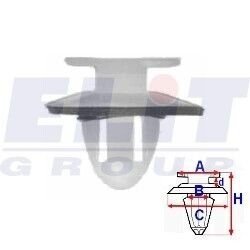 Кліпса обивки дв. (к-т:10 шт) размер:A = 13,1mm/B = 9,4mm/C = 17,2mm/d = 3,2mm/H = 16,7mm ELIT R 11361