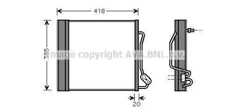 AVA SMART Радіатор кондиціонера (конденсатор) з осушувачем CABRIO, FORTWO, CITY-COUPE AVA AVA COOLING MCA5010D (фото 1)