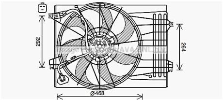 AVA HYUNDAI Вентилятор радіатора (дифузор в зборі) TUCSON 2.7 04-, KIA AVA AVA COOLING HY7572