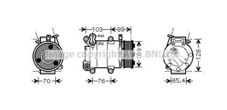 AVA FORD Компресор кондиціонера FOCUS II 2.0 05-, VOLVO AVA AVA COOLING FDAK392