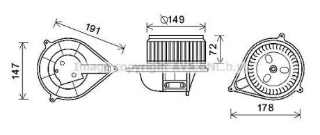 AVA FIAT Вентилятор салона Ducato 1.9/2.8JTD 98- AVA AVA COOLING FT8427