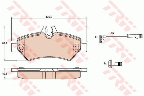 Гальмiвнi колодки дисковi TRW GDB2076