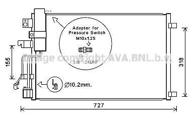 AVA NISSAN Радіатор кондиціонера (конденсатор) без осушувача QASHQAI 2.0D 07- AVA AVA COOLING DNA5290D