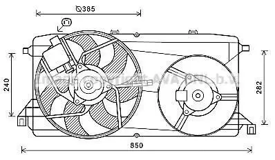 AVA FORD Вентилятор радіатора (дифузор в зборі) TRANSIT TOURNEO 2.2 06-, TRANSIT 2.2 06- AVA AVA COOLING FD7580