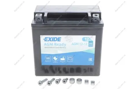 Акумуляторна батарея 12Ah/200A (150x87x145/+L/B0) (AGM) (мото)(пошкоджена клема) EXIDE DSC_AGM12-12 (фото 1)