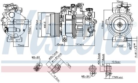 DB Компресор кондиціонера C-CLASS (W205) 14-, C-CLASS (A205) 16-, E-CLASS (W213) 16- NISSENS 890717