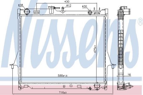 ISUZU Радіатор системи охолодження двигуна D-MAX I 2.5 DiTD 02- NISSENS 60855