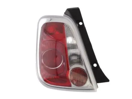 Фонарь задний Fiat 500 07-15/500E 13-17 лів. (без ламп) (P21W*2/PY21W/R10W) (хром рамка) DEPO 661-1931L-LD-UE