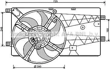 AVA CITROEN Вентилятор радіатора (з дифузором) Nemo 1.3/1.4HDI 08-, Fiat Fiorino, Qubo, Peugeot Bipper AVA AVA COOLING PE7548