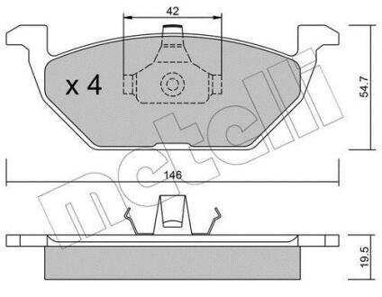 Колодки гальмівні (передні) Audi A3/Seat Toledo 96-04/Skoda Octavia 96-07/VW Golf 97-05/Polo 02- Metelli 22-0211-0