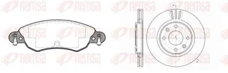 CITROEN К-кт гальм. колодки + диски BERLINGO 07/96- C2 09/03- C3 11/09- C3 PICASSO 02/09- C3 PLURIEL 05/03- C4 11/04- C5 08/04- REMSA 8829.00 (фото 1)