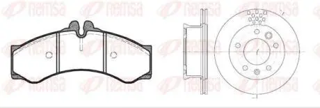 VW К-кт гальм. колодки + диски LT 28-35 II 2.5 TDI 01-06, DB SPRINTER 4-t (B904) 408 D 96-06 REMSA 8614.00