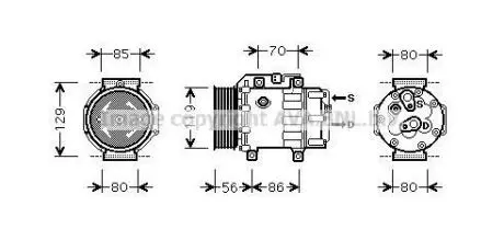 AVA FORD Компресор кондиц. C-MAX 2.0 TDCi 07-, FOCUS II 2.0 05-, KUGA I 2.0 TDCi 08-, VOLVO AVA AVA COOLING FDAK378