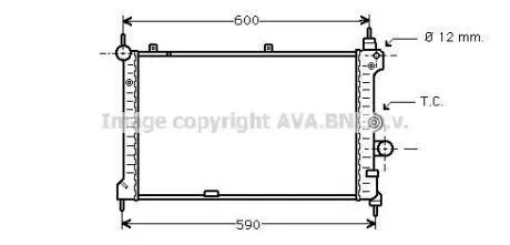 AVA OPEL Радіатор системи охолодження двигуна ASTRA F 1.7 91-, CORSA C 1.7 00-, CHEVROLET AVA AVA COOLING OL2127