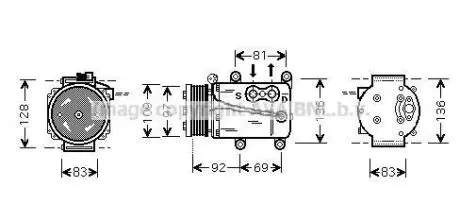 AVA FORD Компресор кондиціонера MONDEO III 1.8, 2.0 00-, TRANSIT 2.3 06- AVA AVA COOLING FDAK171