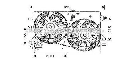 AVA FORD Вентилятор радіатора (з дифузором) MONDEO III 1.8, 2.0 00- AVA AVA COOLING FD7503