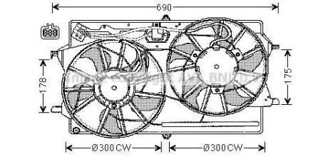 AVA FORD Вентилятор радіатора (з дифузором) FOCUS I 1.4-2.0 98- AVA AVA COOLING FD7507 (фото 1)