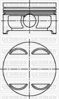 Поршень з кільцями і пальцем (размІр отв. 92 / STD) BMW E39 540i, X5 E53 4.4 i (8ц) (M 62 B 44 LEV) Yenmak 31-04611-000