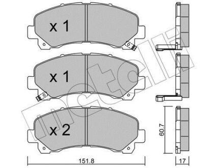 Колодки гальмівні (передні) Isuzu D-Max 2.5-3.0 DiTD/CRDi 02- Metelli 22-0902-0 (фото 1)
