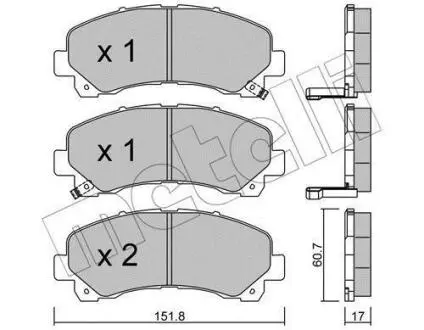 Колодки гальмівні (передні) Isuzu D-Max 2.5-3.0 DiTD/CRDi 02- Metelli 22-0902-0 (фото 1)