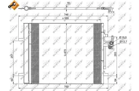Радіатор кондиціонера (з осушувачем) Land Rover Freelander 06-14/Volvo S60/S80V40/V60XC70 07-18 NRF 35884