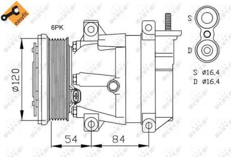 Компресор кондиціонера Chevrolet Lacetti/Nubira 1.4-1.8i 05-11 NRF 32484 (фото 1)