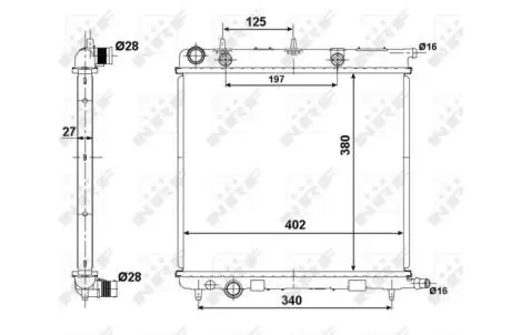 Радіатор охолодження Citroen C2/C3/Peugeot 1007/207 1.1-1.6 03- NRF 50439