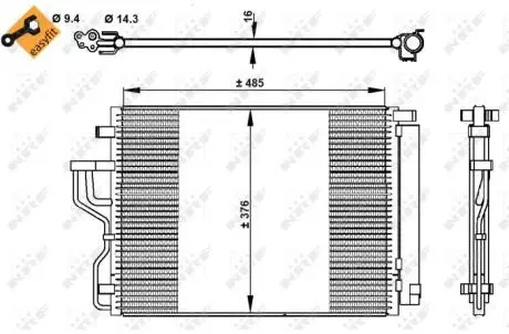 Радіатор кондиціонера (з осушувачем) Hyundai ix35 2.0 CRDi 09- NRF 350334