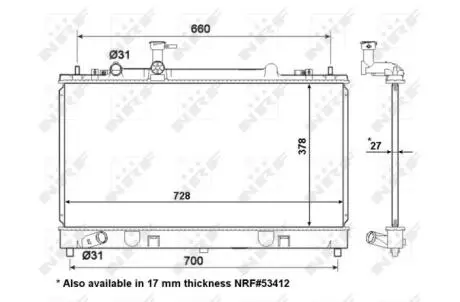 Радіатор охолодження Mazda 6 1.8-2.3 02-08 (728x378x27) NRF 56063 (фото 1)