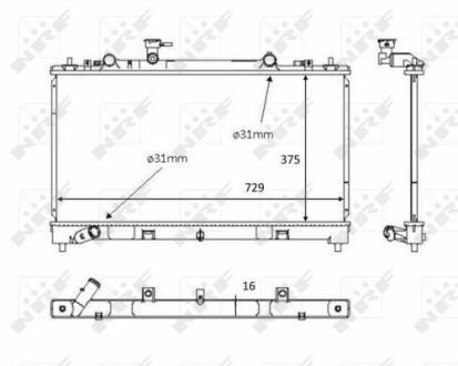 Радіатор охолодження Mazda 6 2.2 MZR-CD 07-12 (МКПП) NRF 58381