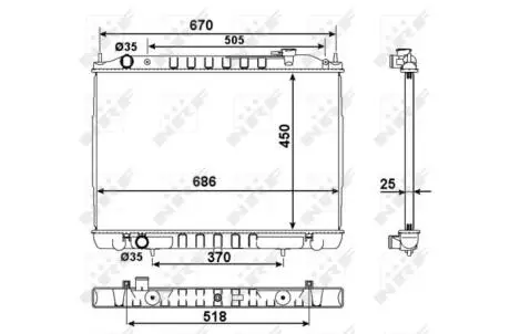 Радіатор охолодження Nissan Navara 2.5D 01- NRF 58418