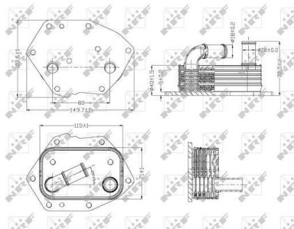 Радіатор масляний Citroen C5 II/Peugeot 407/508 2.2HDi 06- (теплообмінник) NRF 31313