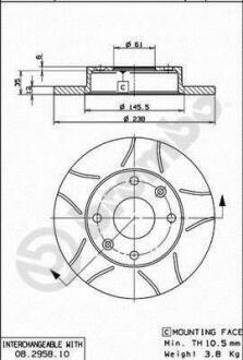 Гальмівний диск пер. Clio II 98-/Sandero/Stepway I 07- (238x41mm) BREMBO 08.2958.75