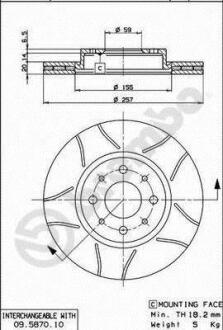 Гальмівний диск пер. Doblo 01-/Punto 99- (257x41mm) BREMBO 09.5870.75