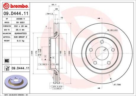 ГАЛЬМІВНИЙ ДИСК BREMBO 09.D444.11