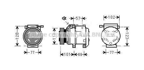 AVA HYUNDAI Компресор кондиціонера TUCSON 2.0 04-, ELANTRA III 1.6, 1.8, 2.0 00-, KIA AVA AVA COOLING HYAK222