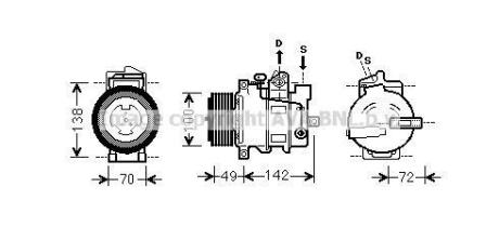 AVA DB компресор кондиціонера Sprinter 06-, E-CLASSE, VIANO (W639) 3.0 CDI AVA AVA COOLING MSAK566