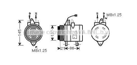 AVA CHEVROLET Компресор кондиціонера MATIZ 0.8 05-, SPARK 0.8 05-, DAEWOO AVA AVA COOLING DWAK079
