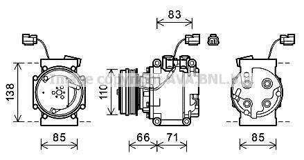 AVA HONDA Компресор кондиціонера CITY IV 1.3 05-, JAZZ II 1.2, 1.3 02- AVA AVA COOLING HDAK260