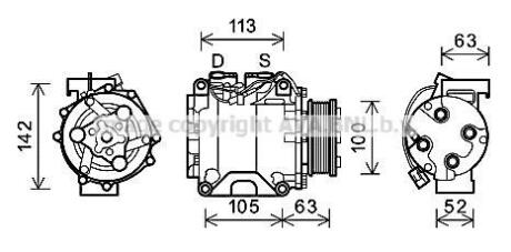 AVA HONDA Компресор кондиціонера CR-V I 2.0 98-, CR-V II 2.0, 2.4 01- AVA AVA COOLING HDAK237