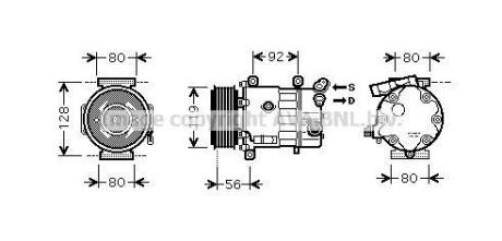 AVA CITROEN Компресор кондиціонера BERLINGO, C3 II, C4, PEUGEOT, DS AVA AVA COOLING CNAK255