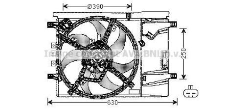 AVA OPEL Вентилятор радіатора (з дифузором) ADAM 12-, CORSA D 09- AVA AVA COOLING OL7539