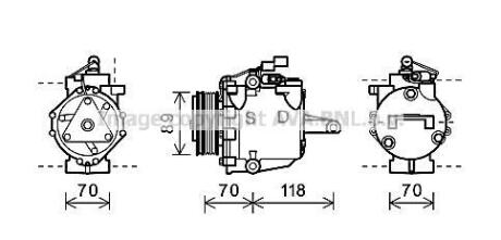 AVA MITSUBISHI Компресор кондиціонера COLT VI 1.1, 1.3, 1.5 04- AVA AVA COOLING MTAK224