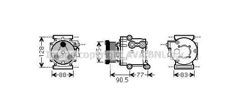 AVA FORD Компресор кондиціонер FIESTA VI 1.25, 1.4, 1.6 08- AVA AVA COOLING FDAK434 (фото 1)