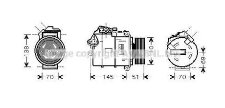 AVA BMW Компресор кондиціонера 3 (E90) 05-, 5 (E60) 04- AVA AVA COOLING BWAK384